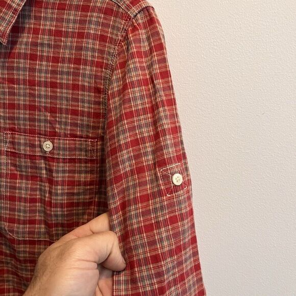 Lauren Jeans Company LRL Red Plaid Button Top Shirt Green Womens Small Western - Picture 2 of 9
